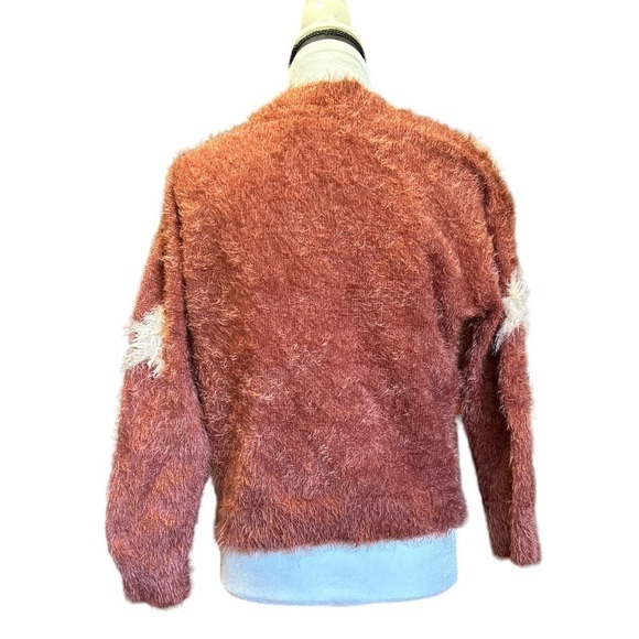 Lush Mulberry Colored Fuzzy Sweater With Stars Size Medium - Picture 3 of 6